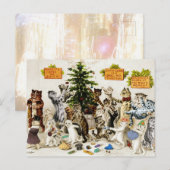 Louis Wain Cats Christmas Tree Decorating Party Feestdagenkaart (Voorkant / Achterkant)