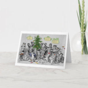  Louis Wain Cats Kerstfeest Kaart