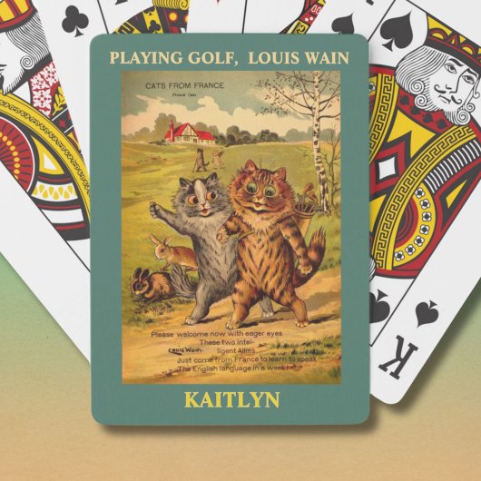 Louis Wain Cats Playing Golf Personalized Pokerkaarten