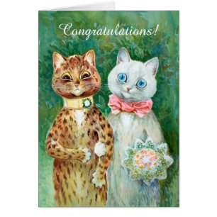 Louis Wain Cats Wedding Gefeliciteerd Kaart