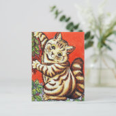 Louis Wain Christmas Cat Decorating Personalized Feestdagenkaart (Staand voorkant)