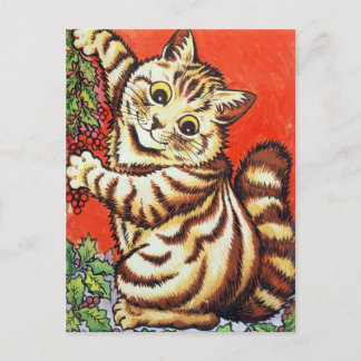 Louis Wain Christmas Cat Decorating Personalized Feestdagenkaart