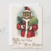 Louis Wain Christmas Cat Flat Greeting Card Feestdagenkaart (Voorkant)