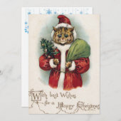 Louis Wain Christmas Cat Flat Greeting Card Feestdagenkaart (Voorkant / Achterkant)