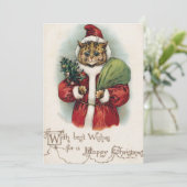 Louis Wain Christmas Cat Flat Greeting Card Feestdagenkaart (Staand voorkant)