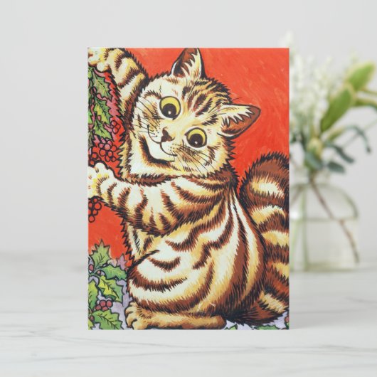 Louis Wain Christmas Cat Flat Holiday Card Feestdagenkaart (Staand voorkant)