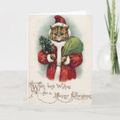 Louis Wain Christmas Cat Folded Greeting Card Kaart (Voorkant)