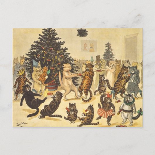 Louis Wain Christmas Party Briefkaart (Voorkant)