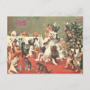 Louis Wain Christmas Party Briefkaart