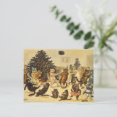 Louis Wain Christmas Party Cats Holiday Postcard Feestdagenkaart (Staand voorkant)