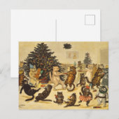 Louis Wain Christmas Party Cats Holiday Postcard Feestdagenkaart (Voorkant / Achterkant)