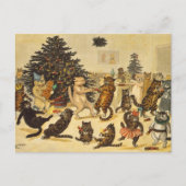 Louis Wain Christmas Party Cats Holiday Postcard Feestdagenkaart (Voorkant)