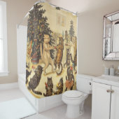 Louis Wain Christmas Party Douchegordijn (In situ)