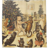 Louis Wain Christmas Party Douchegordijn (Voorkant)