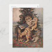 Louis Wain Christmas Time in Catland Feestdagenkaart (Voorkant / Achterkant)