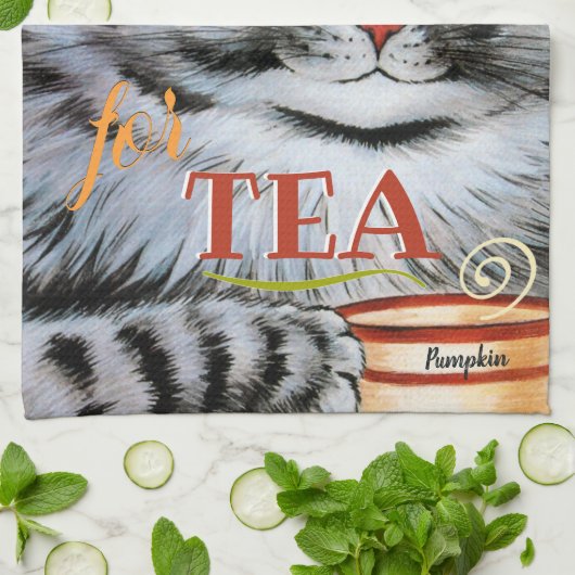  Louis Wain Cute Teacup Cat Art Theedoek (Gevouwen)