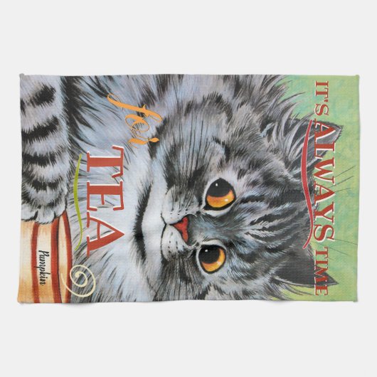  Louis Wain Cute Teacup Cat Art Theedoek (Horizontaal)