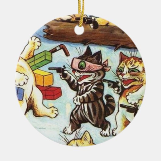 Louis Wain - de ambush - roofdieren en de brigande Keramisch Ornament (Voorkant)