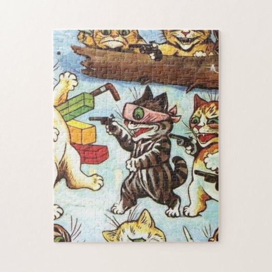 Louis Wain - de ambush - roofdieren en de brigande Legpuzzel (Verticaal)