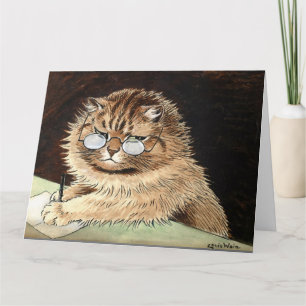 LOUIS WAIN DENKT OVER JE GRAY CAT-Wenskaart Kaart