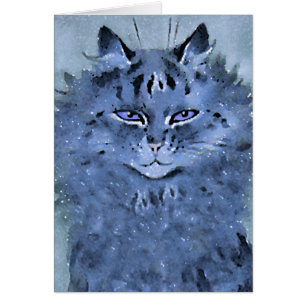 Louis Wain die blauw kat-art-kaart speelt
