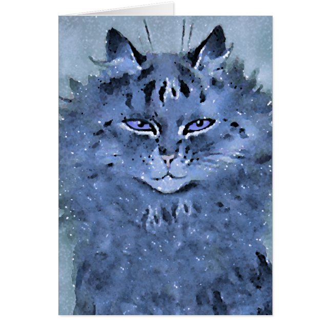  Louis Wain die blauw kat-art-kaart speelt (Voorkant)