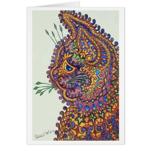 Louis Wain Fantasy Wallpaper Cat Card (Voorkant)