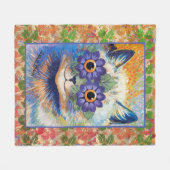  Louis Wain Flower Power Cat Art Fleece Deken (Voorkant (Horizontaal))