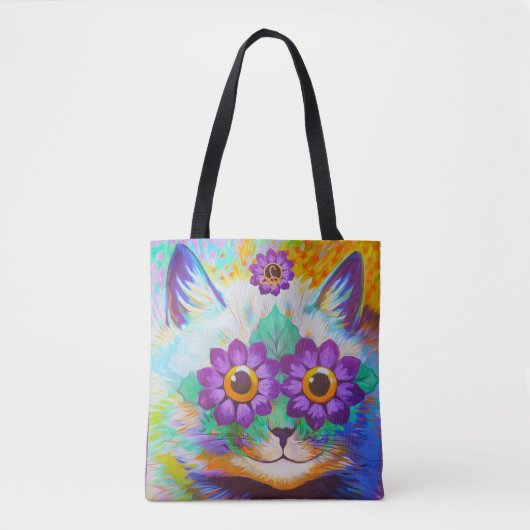  Louis Wain Flower Power Cat Art Tote Bag (Voorkant)
