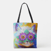  Louis Wain Flower Power Cat Art Tote Bag (Achterkant)