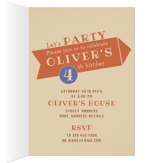 Louis Wain Ginger cat Birthday party uitnodiging (Binnen (Rechts))