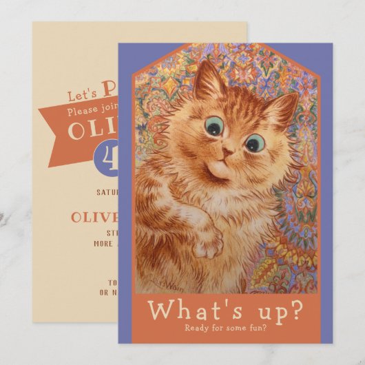 Louis Wain Ginger cat CC1085 Birthday party (Voorkant / Achterkant)