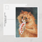 Louis Wain Ginger Cat Holiday Briefkaart (Voorkant / Achterkant)