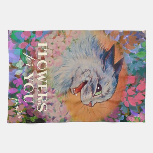  Louis Wain Happy Flower Cat Art Theedoek (Horizontaal)