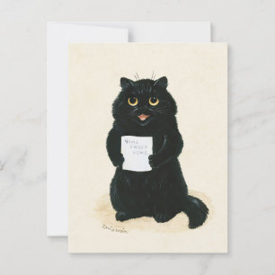 Louis Wain Home Sweet Home Zwart Kitten Grappig Ka Briefkaart