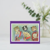 Louis Wain, Japanese Kimono Cat Art  Postcard Briefkaart (Staand voorkant)