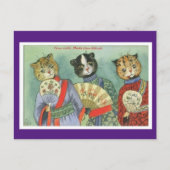 Louis Wain, Japanese Kimono Cat Art  Postcard Briefkaart (Voorkant)