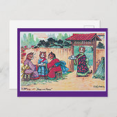 Louis Wain, Japans Kimono Cat Art Briefkaart (Voorkant / Achterkant)