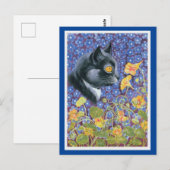 Louis Wain, Kat in een Zee bloemen, KunstBriefkaar Briefkaart (Voorkant / Achterkant)