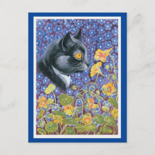 Louis Wain, Kat in een Zee bloemen, KunstBriefkaar Briefkaart