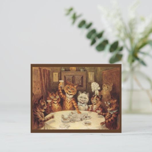LOUIS WAIN KAT KATTEN ANSICHTKAART, 'FEest' Briefkaart (Staand voorkant)
