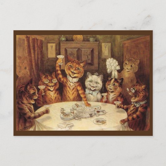 LOUIS WAIN KAT KATTEN PRENTBRIEF, 'FEest' Briefkaart (Voorkant)
