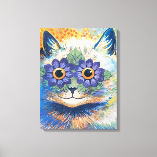 Louis Wain, Kat met bloemversierde ogen, Canvas Afdruk (Voorkant)