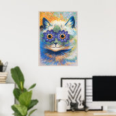 Louis Wain, Kat met bloemversierde ogen, Poster (Thuiskantoor)