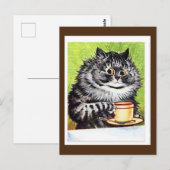Louis Wain, Kat met een Koffiebeker, Art Briefkaar Briefkaart (Voorkant / Achterkant)