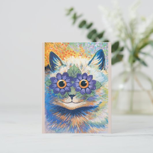 Louis Wain, Kat met ventilator-gedecormeerde ogen Briefkaart (Staand voorkant)