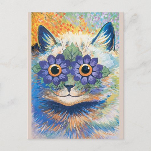 Louis Wain, Kat met ventilator-gedecormeerde ogen Briefkaart (Voorkant)