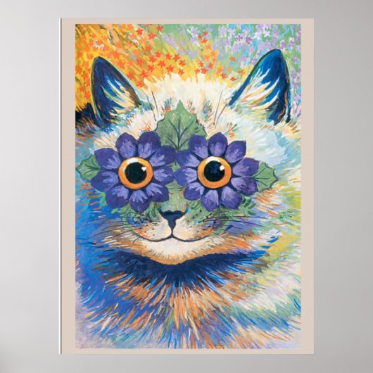 Louis Wain, Kat met ventilator gedecormeerde ogen, Poster (Voorkant)