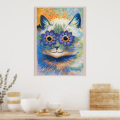 Louis Wain, Kat met ventilator gedecormeerde ogen, Poster (Keuken)