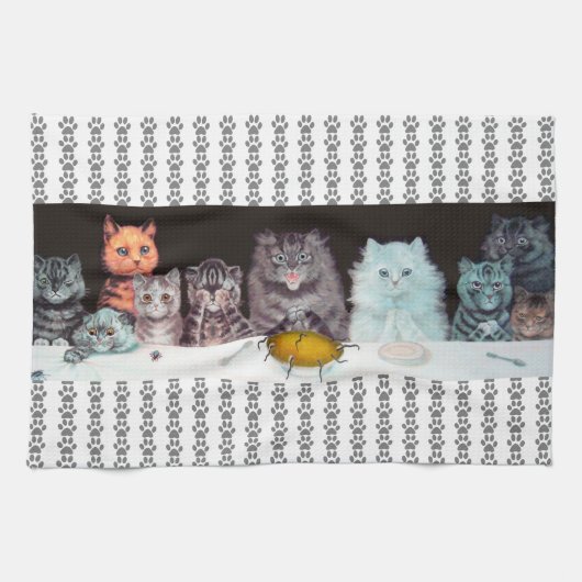 Louis Wain Katten Dinner Time Art Tea Towel Theedoek (Horizontaal)